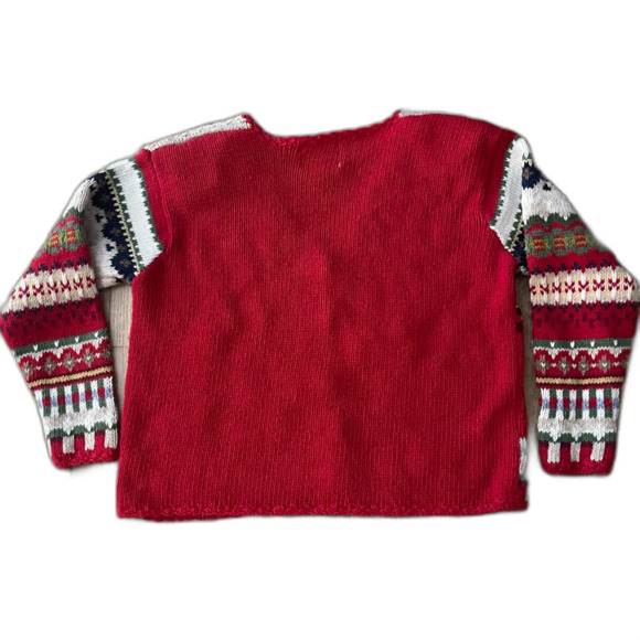 Vintage 1990s Heirloom Collectibles Christmas Cardigan Sweater L Red Knit - Picture 5 of 14